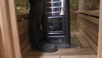 sauna poele a bois installation centrage