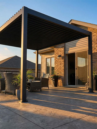 Pergola aluminium anthracite contemporaine terrasse design